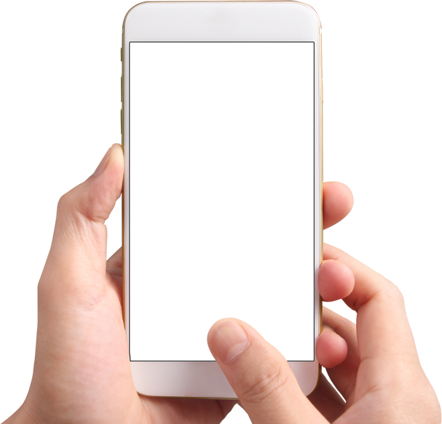 Hand holding new smartphone . Smartphone png